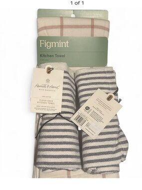 1pc of Figmint kitchen towel AND H&H Kitchen Towels Set of 2 Black Stripe NWT